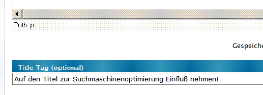 Auf den Titel zur Suchmaschinenoptimierung Einfluß nehmen!