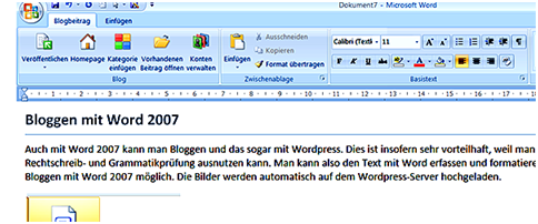 Blog mit Word 2007 Bild 1