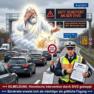 Gott scheitert an der STVG (KI generiert)